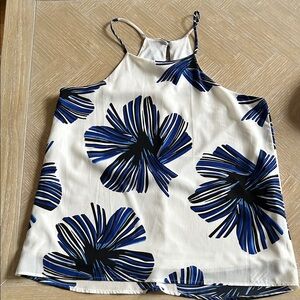 Blue Rain White and Blue Floral Tank Top